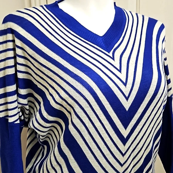NWT John & Anna Striped Vneck Sweater - Picture 2 of 7